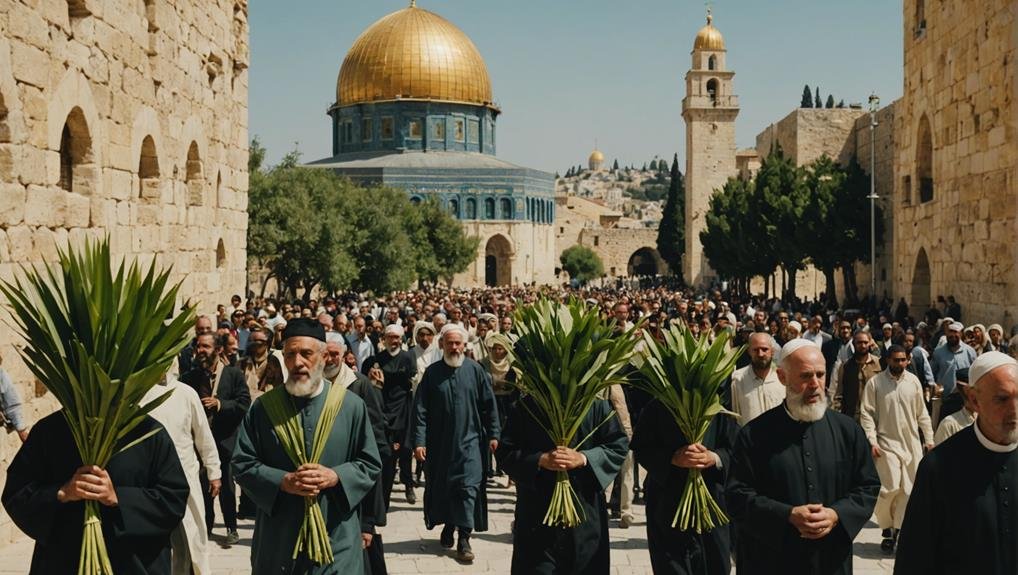 pilgrims celebrate palm sunday